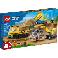 60391 Construction Trucks and Wrecking Ball Crane